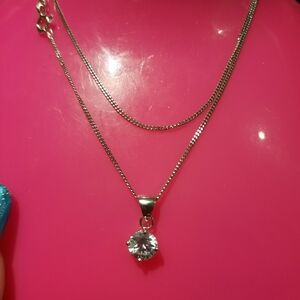 Dazzling Solid Sterling Silver Round CZ Solitaire Pendant Necklace 18" Chain